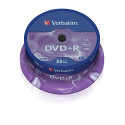 Płyty DVD+R Verbatim 16x 4.7GB Matt Silver (cake 25) | PartsPC.pl