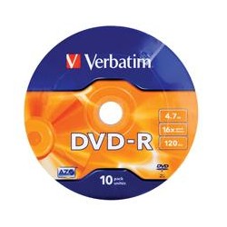Płyty DVD-R Verbatim 4.7GB X16 Matt Silver (Spindle 10) | PartsPC.pl