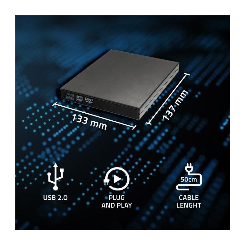 Nagrywarka Qoltec DVD-RW zewnętrzna | USB2.0 | czarna | PartsPC.pl