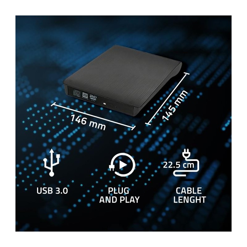 Nagrywarka Qoltec DVD-RW zewnętrzna | USB3.0 | czarna | PartsPC.pl