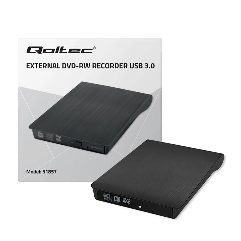 Nagrywarka Qoltec DVD-RW zewnętrzna | USB3.0 | czarna | PartsPC.pl
