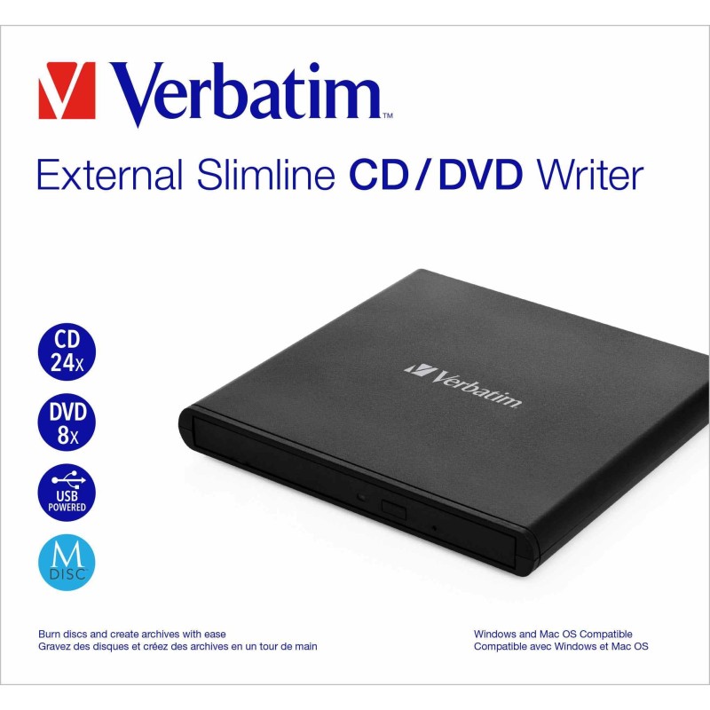 Nagrywarka zewnętrzna Verbatim CD/DVD RW USB 2.0 SLIM LIGHT… | PartsPC.pl