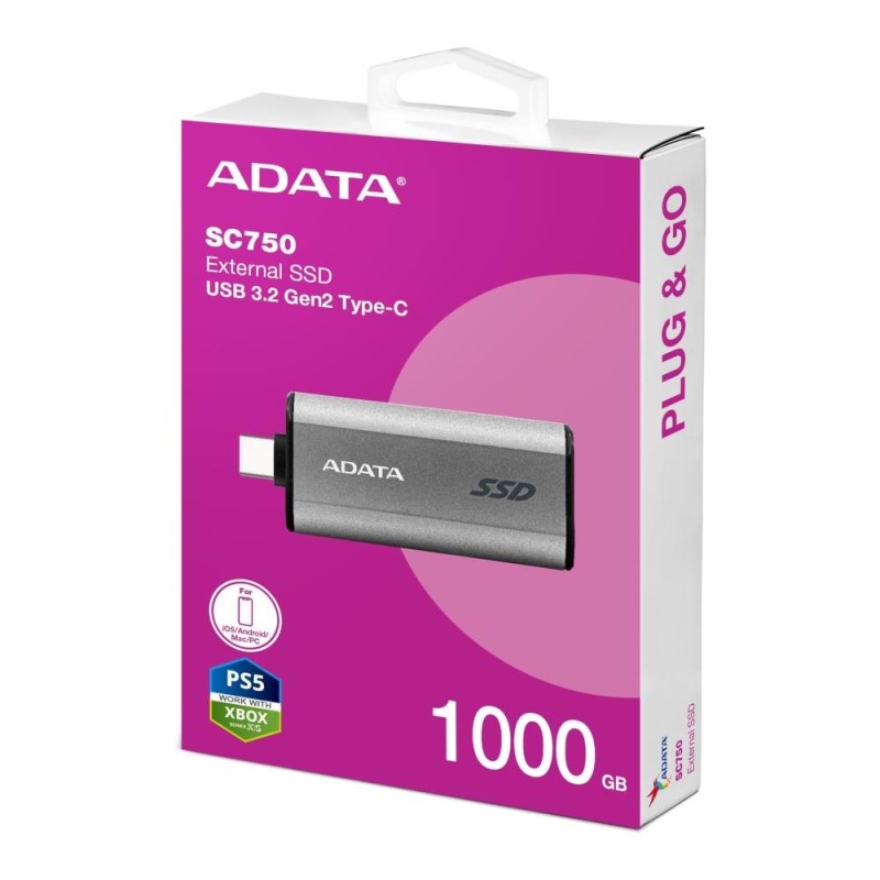 Adata Dysk zewnętrzny SSD SC750 1000G USB3.2C 1050/1000 MB/s… | PartsPC.pl