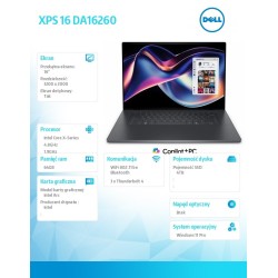 Laptop XPS 16 DA16260  Win11Pro Core Ultra X7 358H/64GB/4TB/… | PartsPC.pl