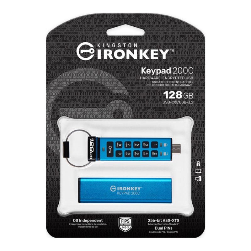 Pendrive Kingston IronKey Keypad 200C 128GB USB 3.2 Gen 1 Type-C