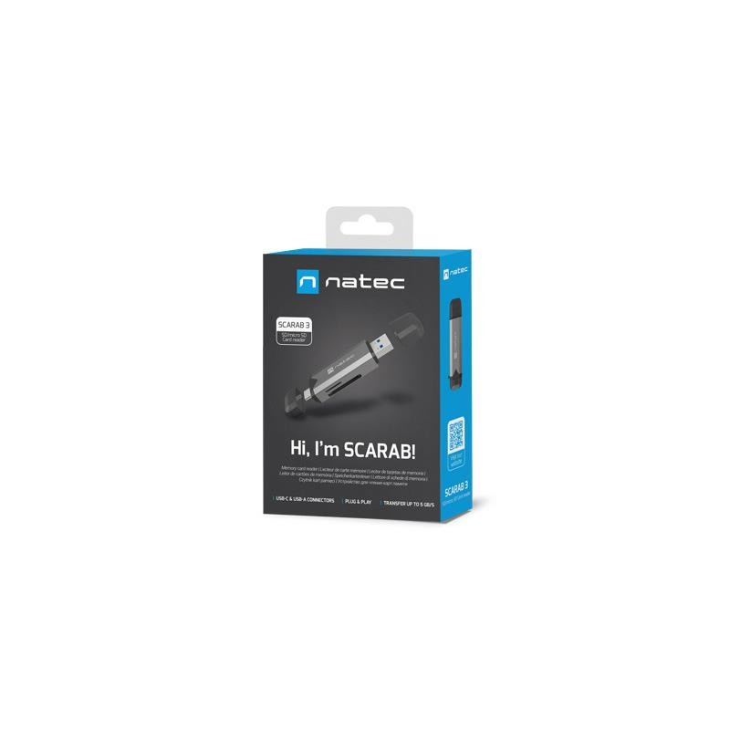 Czytnik kart Natec Scarab 3 USB-A + USB-C SD/MICRO SD USB 3.… | PartsPC.pl