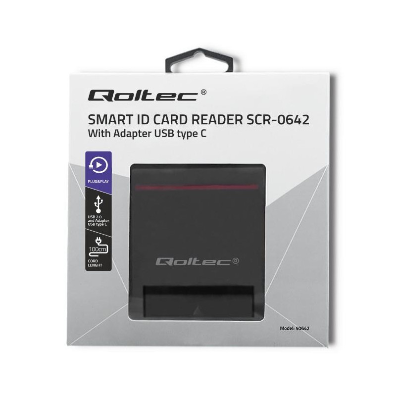 Czytnik kart chipowych ID Qoltec SCR-0642 | USB 2.0 + adapte… | PartsPC.pl