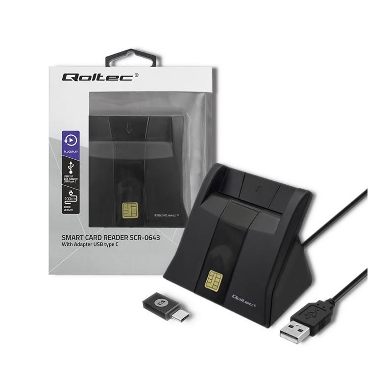 Czytnik kart chipowych ID Qoltec SCR-0643 | USB 2.0 + adapte… | PartsPC.pl