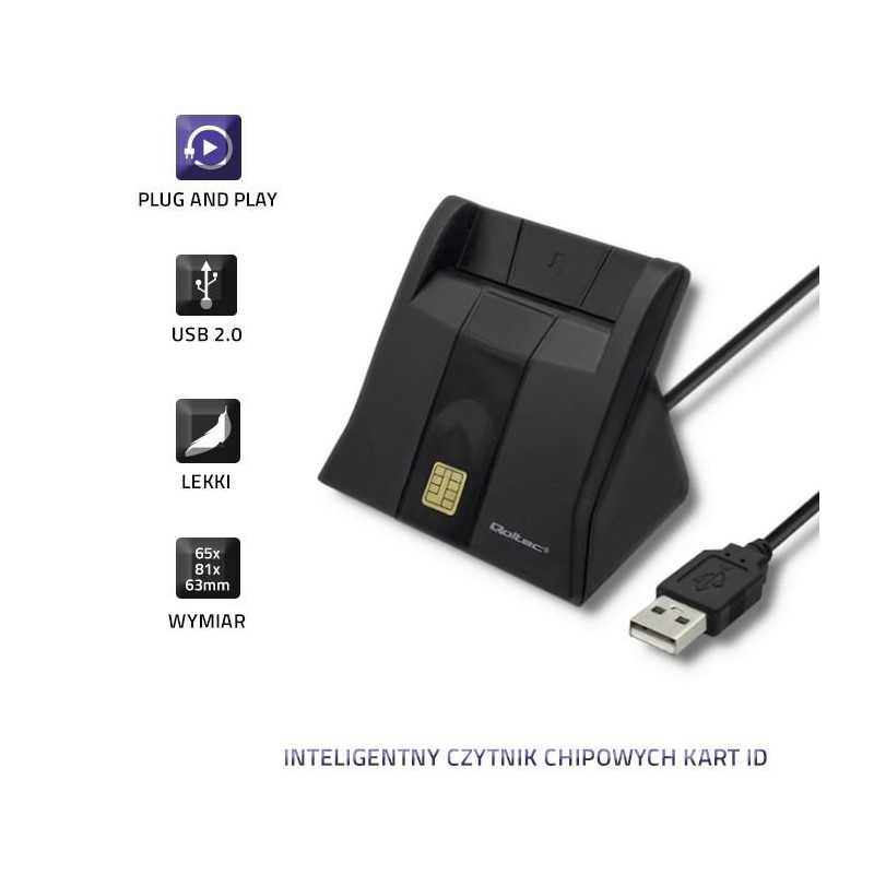 Czytnik kart chipowych ID Qoltec SCR-0643 | USB 2.0 + adapte… | PartsPC.pl