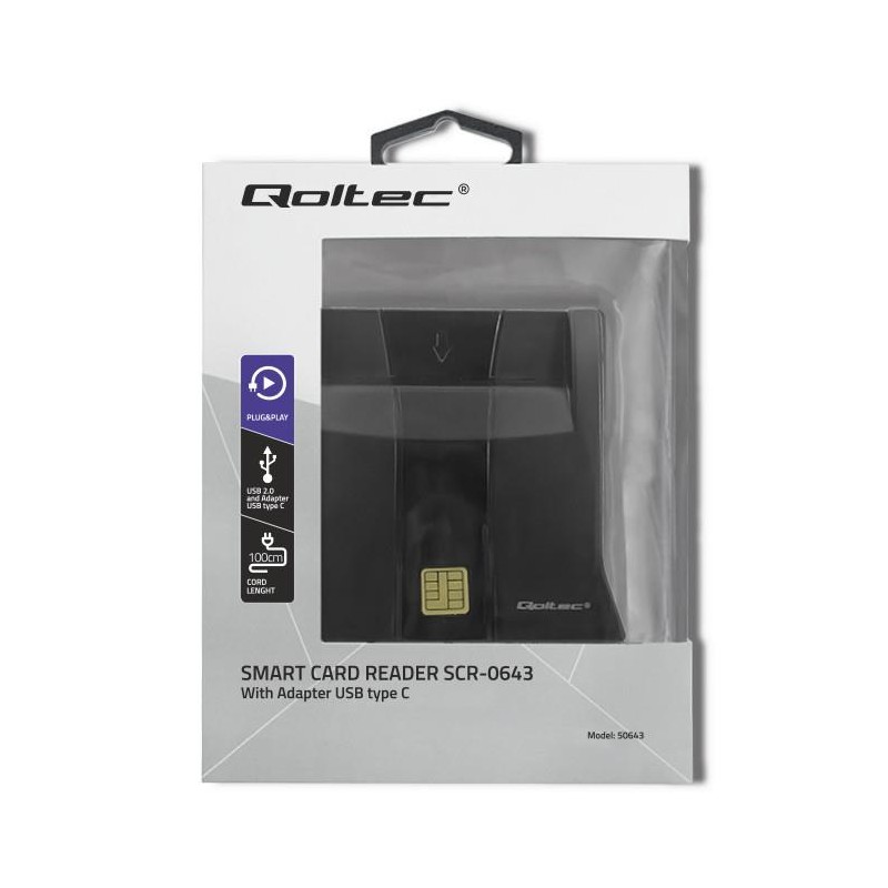Czytnik kart chipowych ID Qoltec SCR-0643 | USB 2.0 + adapte… | PartsPC.pl