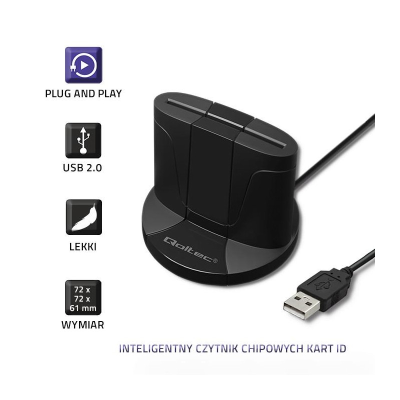 Qoltec Inteligentny czytnik chipowych kart ID SCR-0632 | USB… | PartsPC.pl