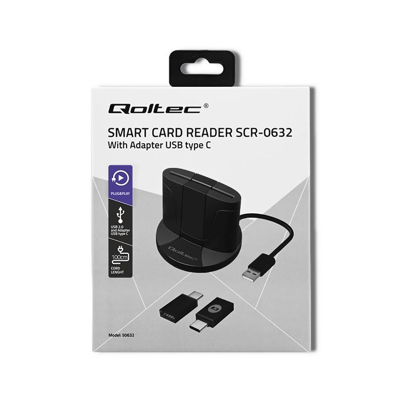 Qoltec Inteligentny czytnik chipowych kart ID SCR-0632 | USB… | PartsPC.pl