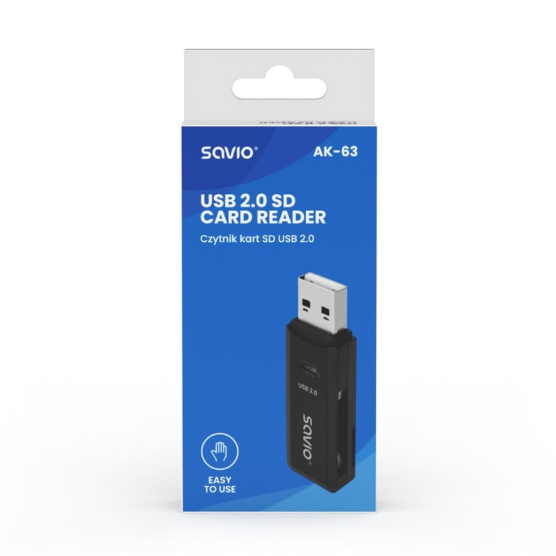 Czytnik kart SD SAVIO AK-63, USB 2.0 | PartsPC.pl