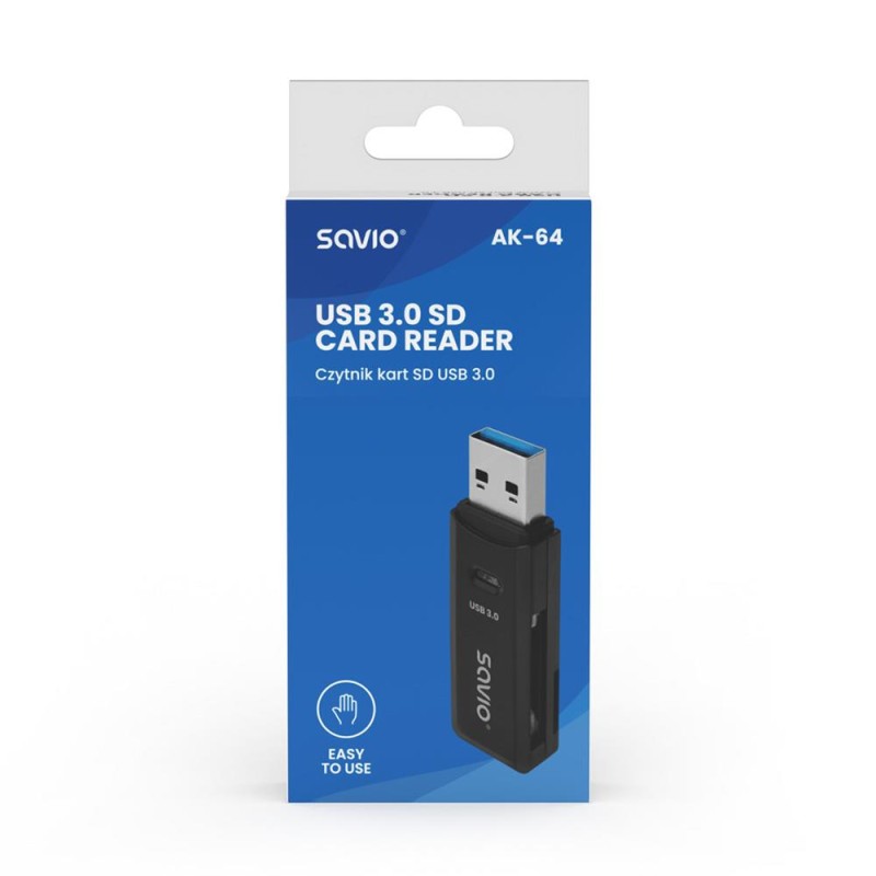 Czytnik kart SD SAVIO AK-64, USB 3.0 | PartsPC.pl