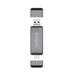Czytnik kart SD 3w1 SAVIO AK-72, USB-C+ USB-A 2.0+ Micro USB