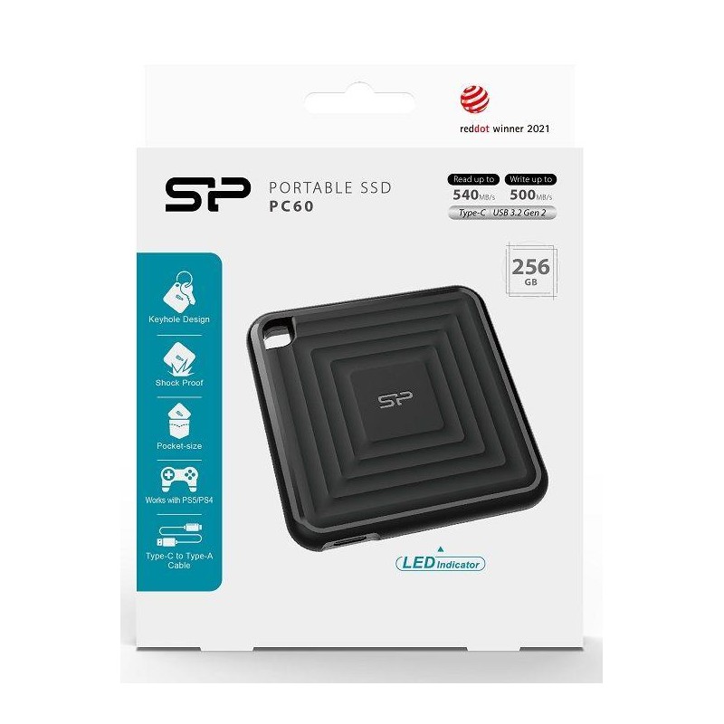 Dysk zewnętrzny SSD Silicon Power PC60 256GB USB-C 540/500 M… | PartsPC.pl