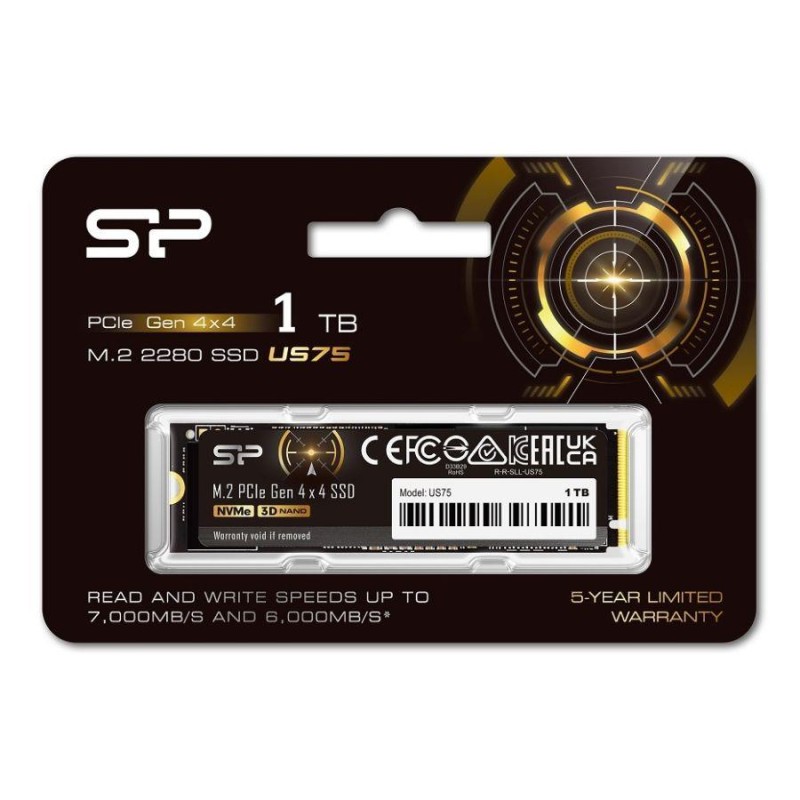 Dysk SSD Silicon Power US75 1TB M.2 PCIe Gen4x4 NVMe 1.4 (7000/6000 MB/s)