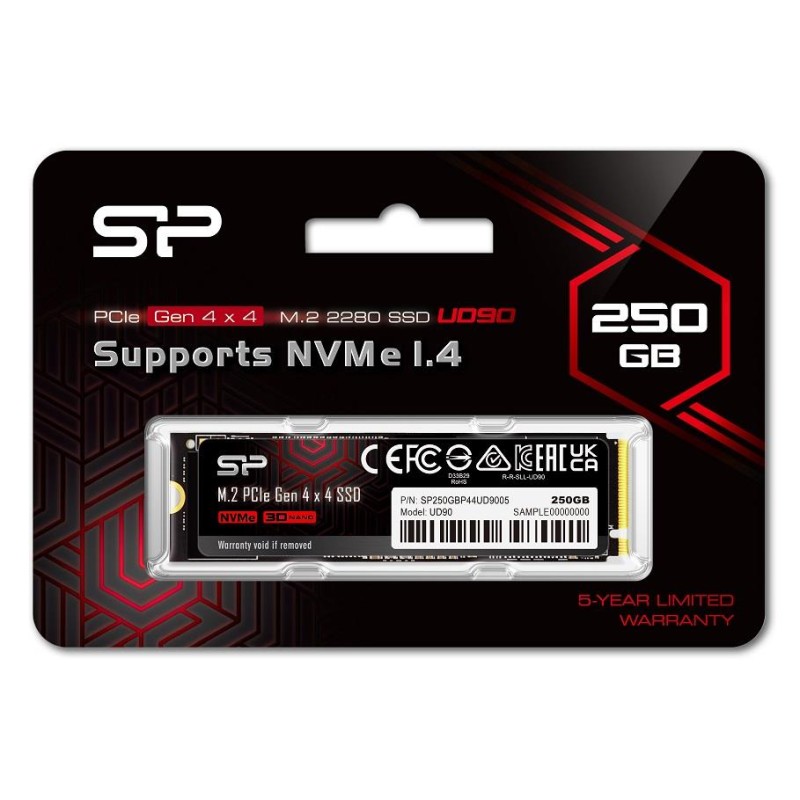 Dysk SSD Silicon Power UD90 250GB M.2 2280 PCIe Gen4x4 NVMe 1.4 (4500/1950
