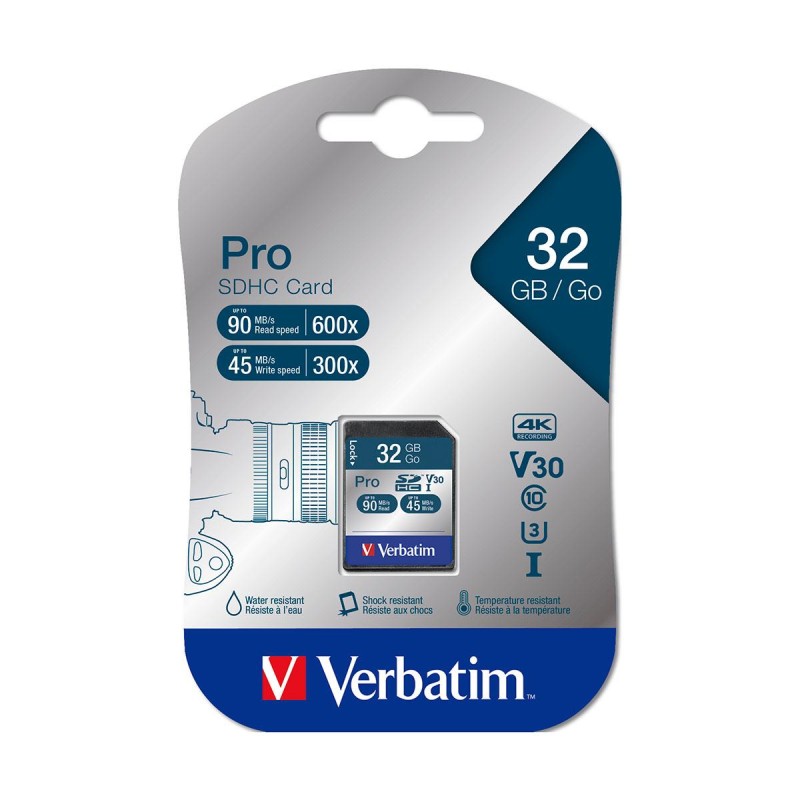 Karta pamięci SDHC Verbatim Pro U3 32GB (90/45 MB/s) Class 1… | PartsPC.pl