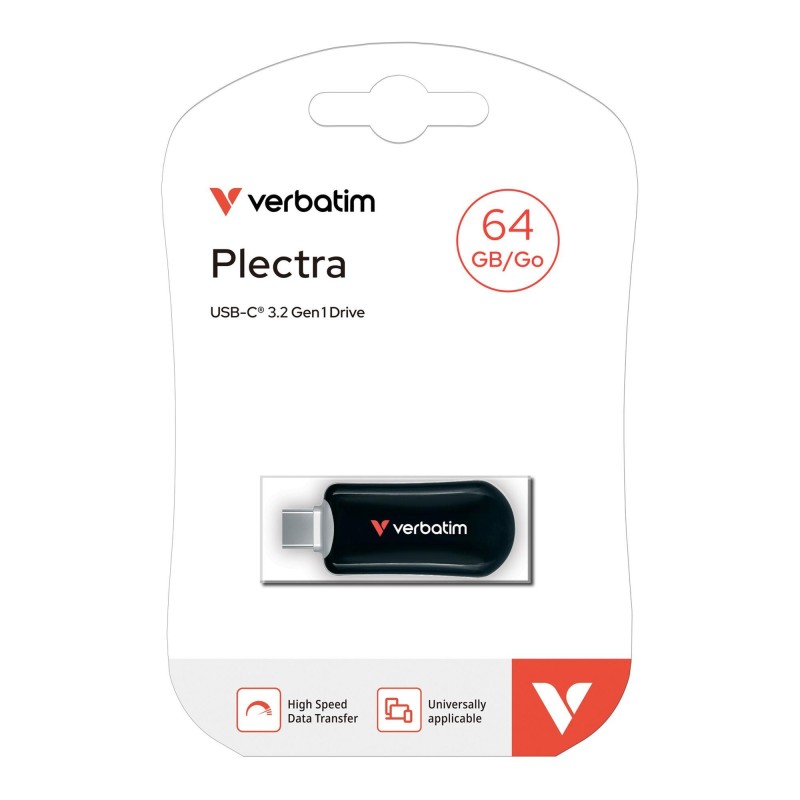 Pendrive Verbatim Plectra 64GB USB-C 3.0 Black | PartsPC.pl