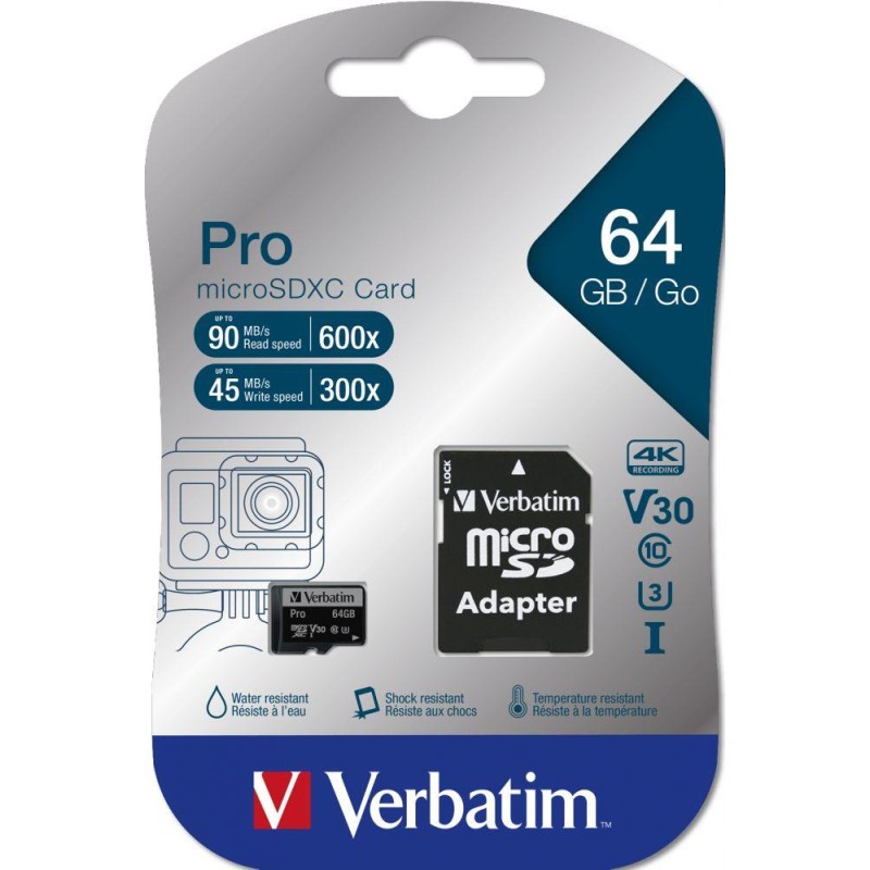 Karta pamięci Micro SDXC Verbatim 64GB Class 10 UHS-1 + adap… | PartsPC.pl