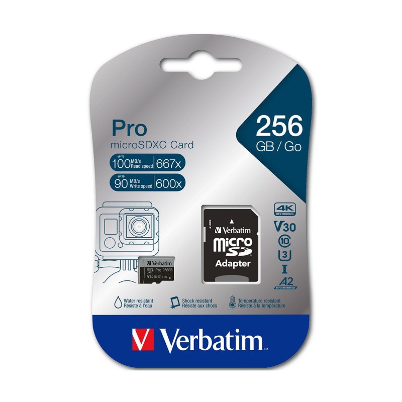 Karta pamięci Micro SDXC Verbatim Pro U3 256GB (100/90 MB/s)… | PartsPC.pl