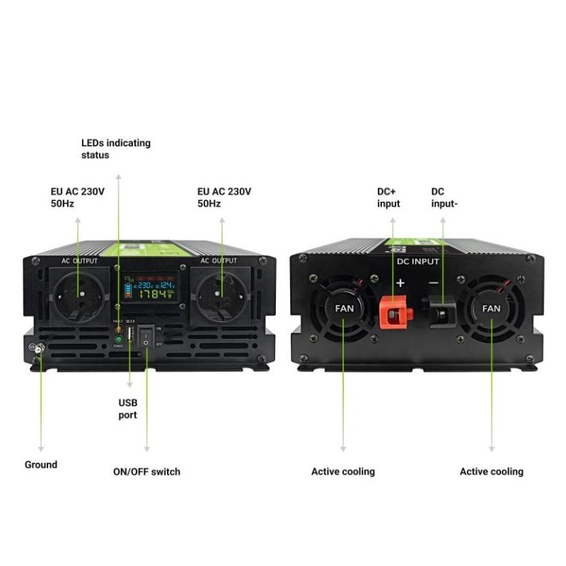 Przetwornica LCD 12V 2000W/4000W Czysty sinus z wywietlacze… | PartsPC.pl