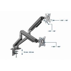 Ramię biurkowe na 2 monitory 17-32 cali 9kg szare | PartsPC.pl