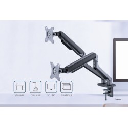 Ramię biurkowe na 2 monitory 17-32 cali 9kg szare | PartsPC.pl