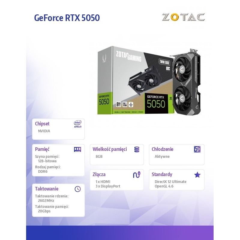 Karta graficzna GeForce RTX 5050 TWIN EDGE OC 8GB GDDR6 128b… | PartsPC.pl