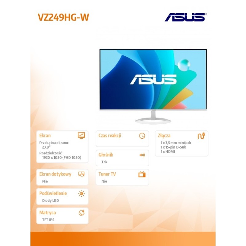 Monitor 23.8 cala VZ249HG-W IPS FHD HDMI DP 120Hz | PartsPC.pl