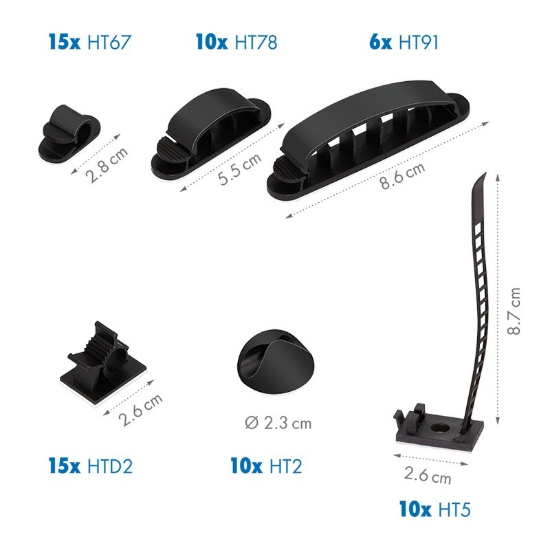 Zestaw organizerów kabli, 8 elementów | PartsPC.pl