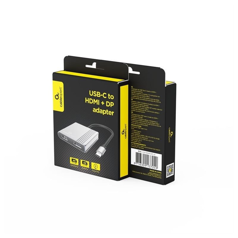 Adapter USB-C do HDMI + DP, 4K 60Hz, czarny | PartsPC.pl