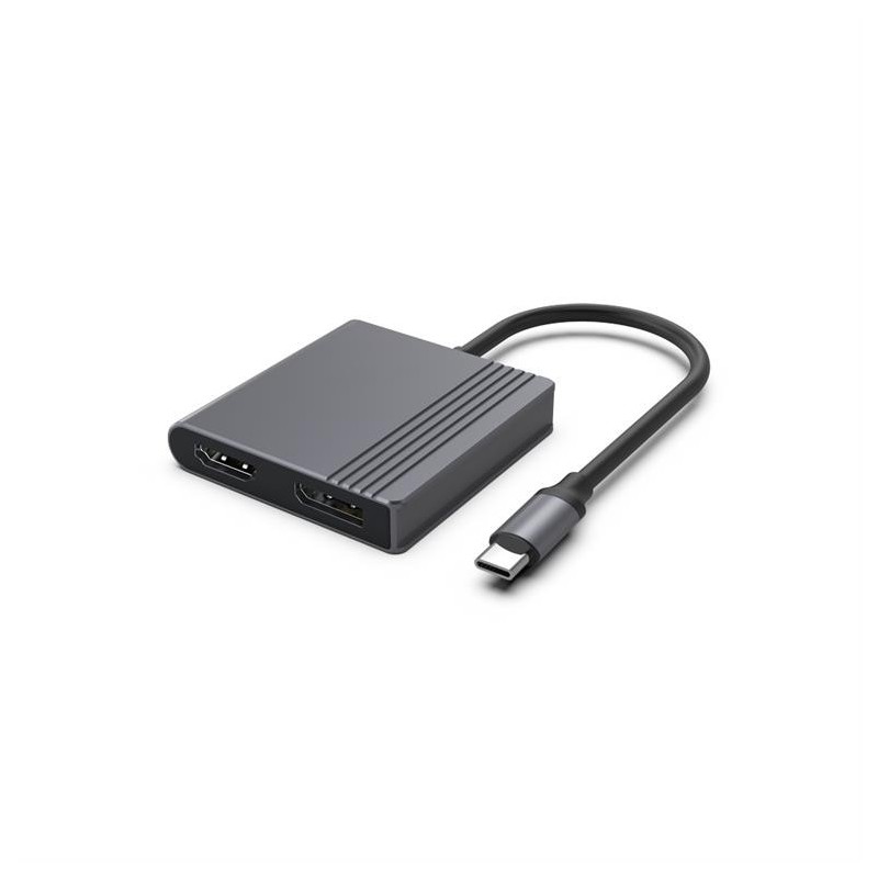 Adapter USB-C do HDMI + DP, 4K 60Hz, czarny | PartsPC.pl