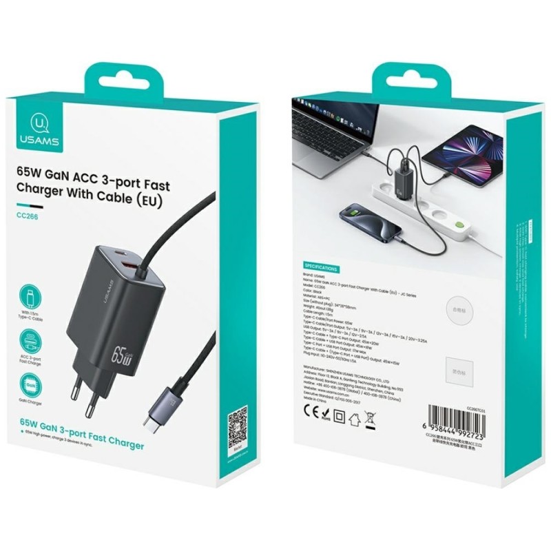 Ładowarka sieciowa JC Series CC266 65W GaN Fast Charger wbud… | PartsPC.pl
