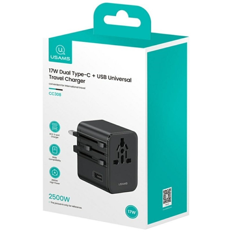 Ładowarka travel adapter 17W CC308 USB-C + USB-A 4w1 US/AU/E… | PartsPC.pl