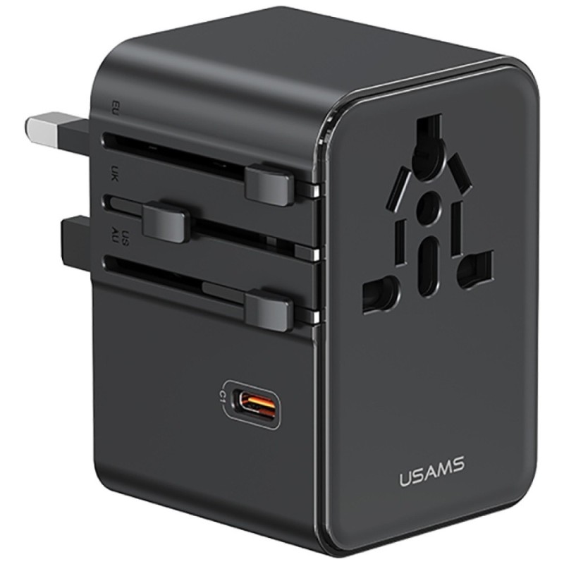 Ładowarka Travel Adapter 70W US/AU/EU/UK 3xUSB-C 4w1 czarny | PartsPC.pl