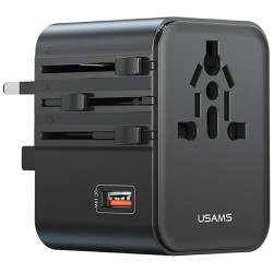 Ładowarka Travel Adapter 25W US/AU/EU/UK 2xUSB-C czarny 4w1 | PartsPC.pl