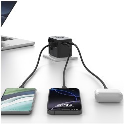 Ładowarka Travel Adapter 25W US/AU/EU/UK 2xUSB-C czarny 4w1 | PartsPC.pl