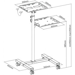 Stolik prezentacyjny Techly do projektora/notebooka, mobilny czarny