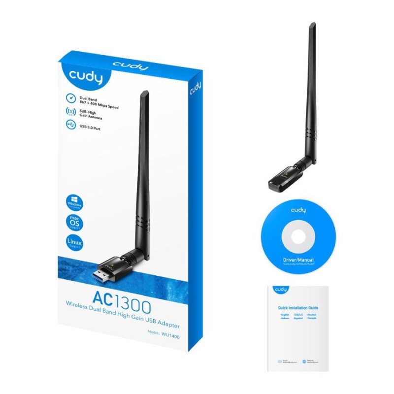 CUDY WU1400 | karta sieciowa, adapter Wi-Fi, 2,4GHz/5GHz, US… | PartsPC.pl