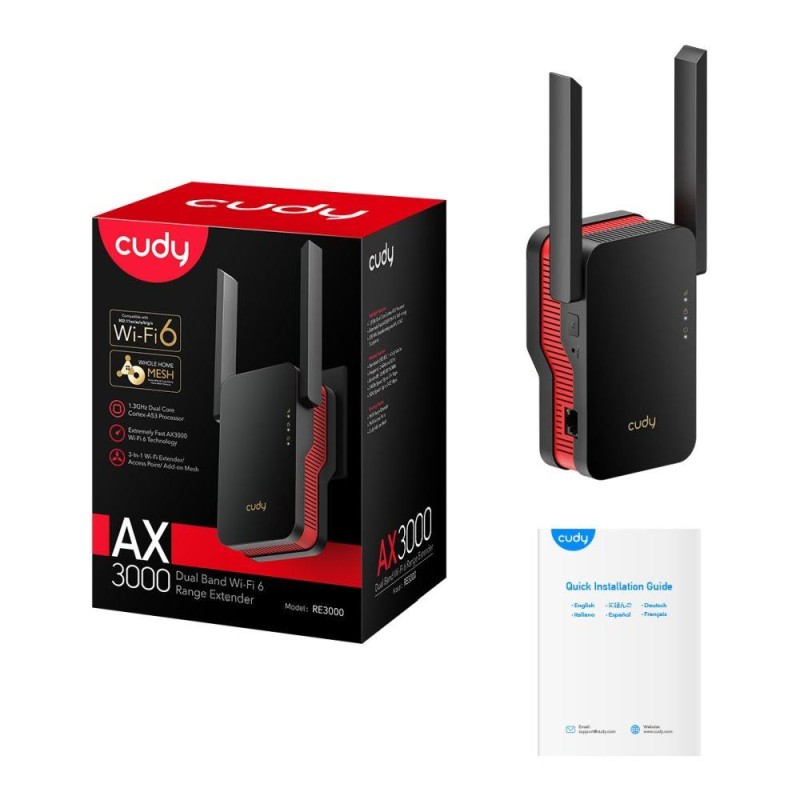 CUDY RE3000 | Repeater, wzmacniacz sygnału Wi-Fi, Wi-Fi 6, M… | PartsPC.pl