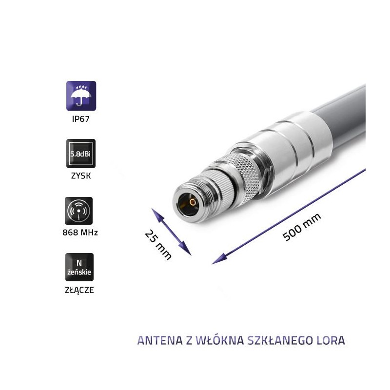 Zestaw antena LoRa Qoltec 5.8 dBi + kabel zasilający | PartsPC.pl