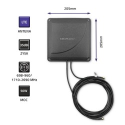 Antena 4G LTE DUAL Qoltec MIMO booster | 35dBi | 50W | 2xSMA… | PartsPC.pl