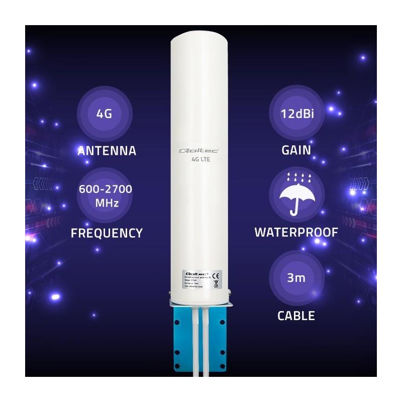 Antena 4G LTE Qoltec DUAL | 12dBi | dookólna | zewnętrzna | PartsPC.pl