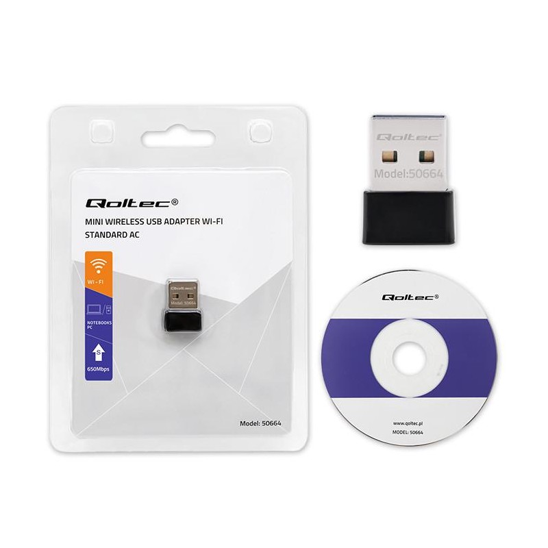 Adapter Qoltec Wi-Fi USB ultraszybki, bezprzewodowy mini | s… | PartsPC.pl