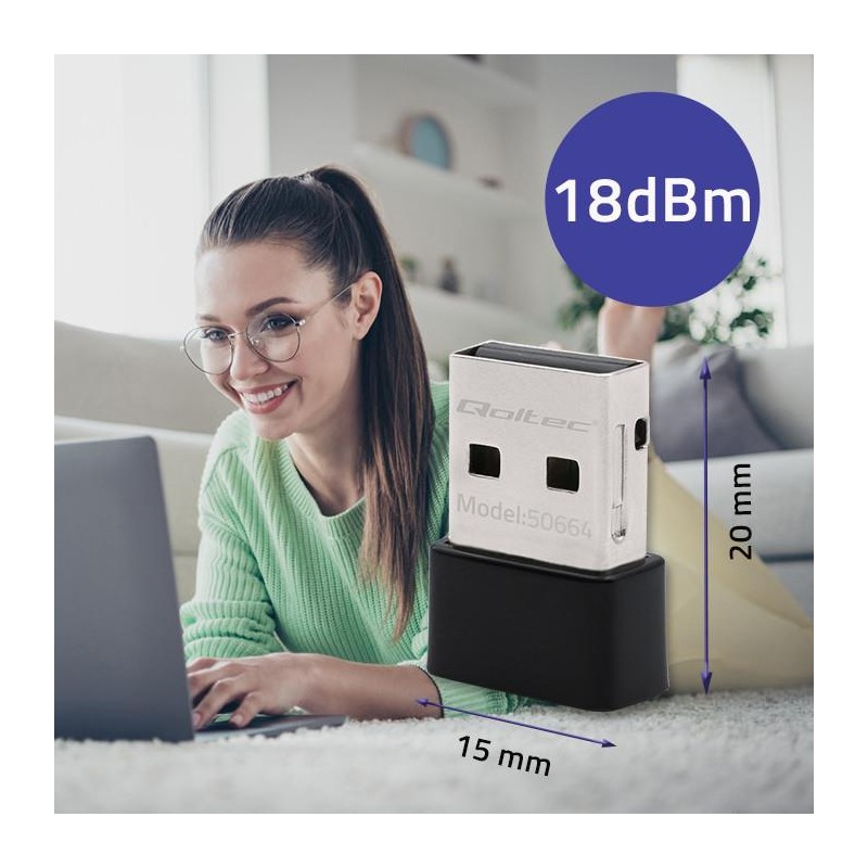 Adapter Qoltec Wi-Fi USB ultraszybki, bezprzewodowy mini | s… | PartsPC.pl