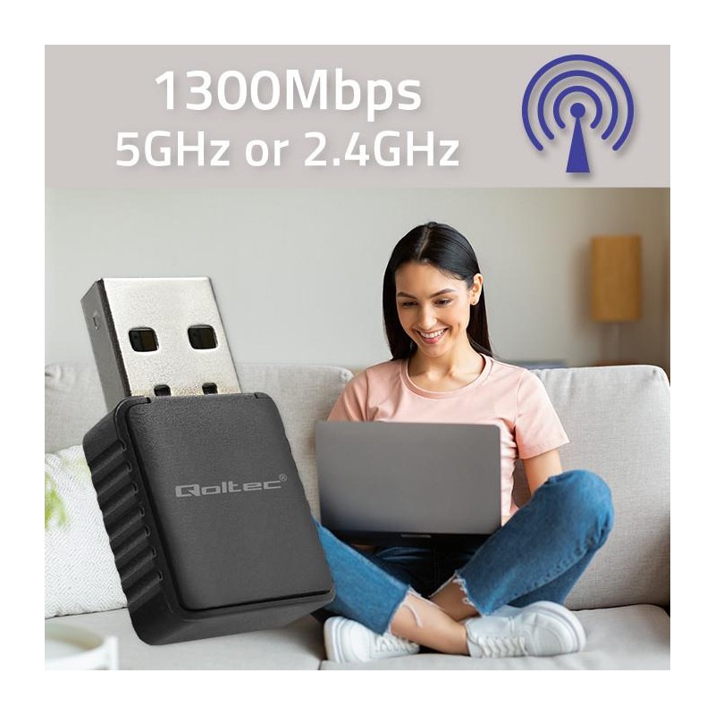 Qoltec Adapter bezprzewodowy Ultra szybki DUAL mini WiFi 2 x… | PartsPC.pl