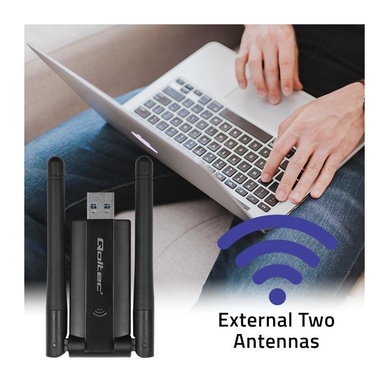 Karta sieciowa Qoltec Bezprzewodowy Adapter USB DUAL WiFi 2 … | PartsPC.pl
