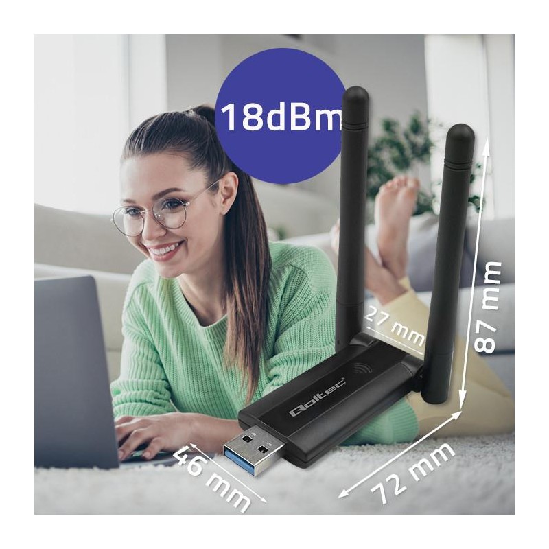 Karta sieciowa Qoltec Bezprzewodowy Adapter USB DUAL WiFi 2 … | PartsPC.pl